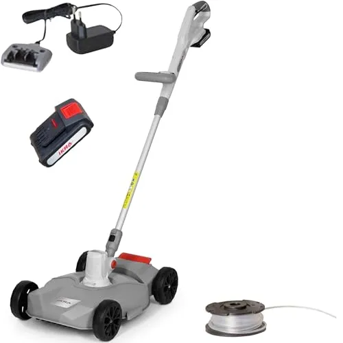 IKRA 2in1 Akku Rasentrimmer Rasenmäher IART 2030 F - Rasentrimmer & Motorsensen mit praktischem Klick-System für schnelle Umrüstung. Ideal für kleine Rasenflächen, ergonomisch und kabellos mit 30 Min Laufzeit.