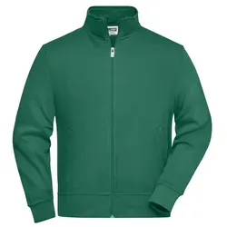 Sweatjacke mit Stehkragen JN836, dunkelgrün, Größe M - Funktionsjacke aus strapazierfähigem Baumwoll-Polyester-Mix, ideal für Arbeit und Freizeit. Mit Reißverschluss, 2 Seitentaschen und elastischen Rippstrickbündchen für optimalen Komfort.