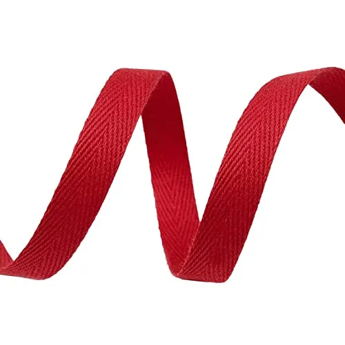 Köperband 1m x 10mm breit große Farbwahl Einfass- Nahtband Gurtband Baumwollband, Größe:10mm, Farbe:rot