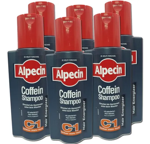 Alpecin Haarshampoo Coffein C1, 6 x 250ml - Alpecin Coffein Shampoo für Männer, 6-tlg. Set. Stärkt das Haar vom Ansatz an und unterstützt die tägliche Pflege mit geprüfter Qualität. Ideal für den täglichen Einsatz und optimale Haarpflege.