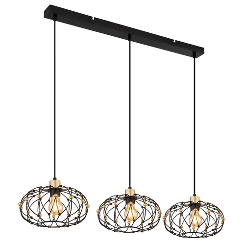 Pendelleuchte 3-flammig in Schwarz und Gold, 150 cm - Moderne Hängeleuchte für stilvolle Innenräume, ideal für Esszimmer oder Wohnzimmer. Setzen Sie Akzente mit ihrem eleganten Design und schaffen Sie eine einladende Atmosphäre.