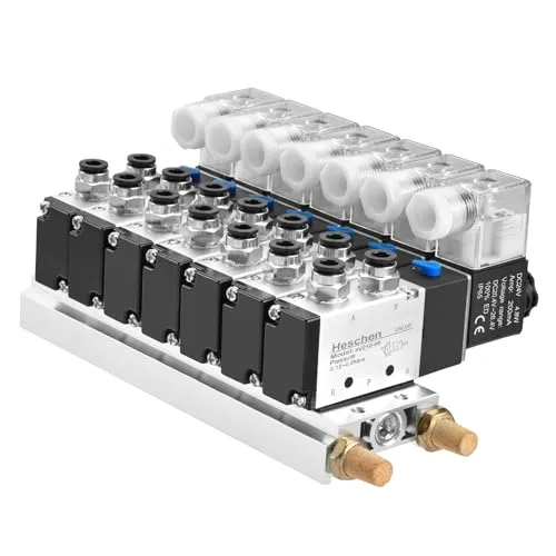Heschen Elektrisches Pneumatisches 7 Magnetventil 4V210-08 DC 24V PT1/4 5 Wege 2 Positionen Verteiler Unterschalldämpfer Schnellmontage Set