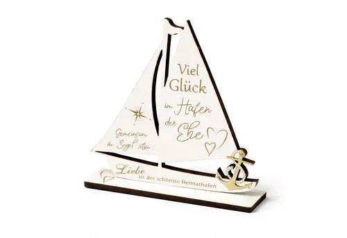 Dekolando Hochzeitskarte Geldgeschenk Hochzeit Segelboot Mini Hochzeitsgeschenk 9 x 9,5 cm
