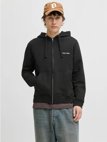 Jack & Jones Kapuzensweatshirt JORNORREBRO EMB SWEAT ZIP HOOD NOOS schwarz S (48) - Herren-Sweatjacke aus 89% Baumwolle, pflegeleicht und ideal für entspannte Outfits. Mit modischem Reißverschluss und praktischer Kängurutasche.