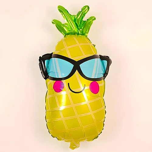 Folienballon Food in Ananas-Form mit Sonnenbrille, ca. 48 * 78 cm, Ideal für Sommerpartys, Geburtstage, Tropische Themenveranstaltungen, Dekoration