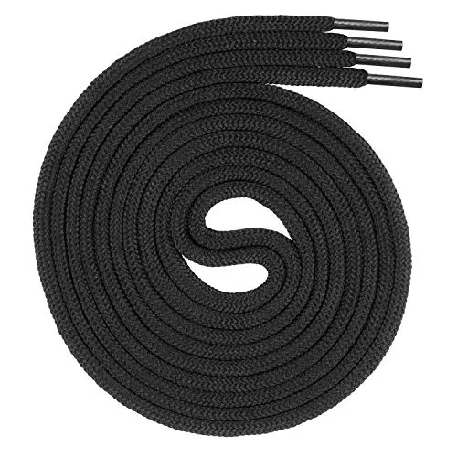 Swissly Schnürsenkel rund schwarz 4,5 mm für Arbeitsschuhe, Wanderschuhe, Sicherheitsschuhe, Outdoor-Boots – 100% Polyester – schwarz 100 cm