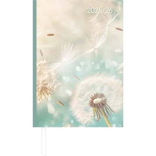 Alpha Edition - Campustimer Blowballs 2025/2026 – Semesterplaner A5 (15×21 cm) – Studenten- & Schülerkalender Weekly mit robustem Hardcover & Notizseiten – Motiv Pusteblume