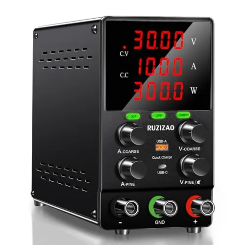 RUZIZAO Labornetzteil 30V 10A 300W Labornetzgerät Labor DC-Stromversorgungen Regelbar Variablen Schaltnetzteil Geregeltes OCP OVP Funktion Ausgangsschalter