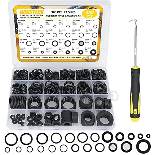 Stücke Dichtungsringe Kit, Gummi- und Silikon-Unterlegscheiben in 8 Größen und O-Ring-Set in 16 Größen mit 180°-Voll-Pick- und Hakenwerkzeug, Dichtringe für Reparatur von Wasserhähnen Schläuchen 380