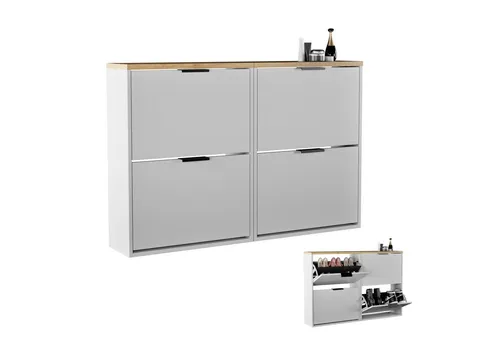 Planetmöbel Schuhschrank schmal 2er Set - Platzsparender Schuhschrank für schmale Flure (60 x 23 x 80,5 cm) mit praktischer Kippmechanik, ideal für bis zu 12 Paar Schuhe und optimalen Stauraum im Eingangsbereich.