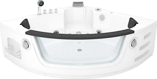 Whirlpool Pool Badewanne W05R-TH 140x140cm - Sanitäranlagen & Zubehör mit leistungsstarker 1100W Pumpe für Wassermassage, 12 Düsen und einzigartigem Wasserfall – ideal für Entspannung zu zweit!