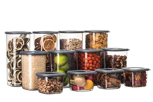 Fabona Vorratsdose Set - 12-tlg. Aufbewahrungsbox - Vorratsdosen aus bruchfestem Kunststoff, mikrowellengeeignet und mit luftdichten Deckeln für optimale Frische und Organisation in der Küche.