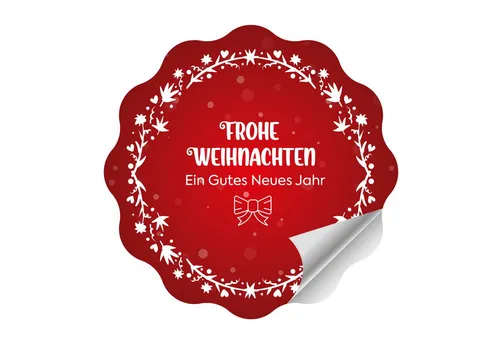 PrintGoing Aufkleber Frohe Weihnachten Aufkleber, selbstklebend und bunt, 60 Stück, Bunte Weihnachtsmotive, 10 verschiedene Muster, 60 Stück