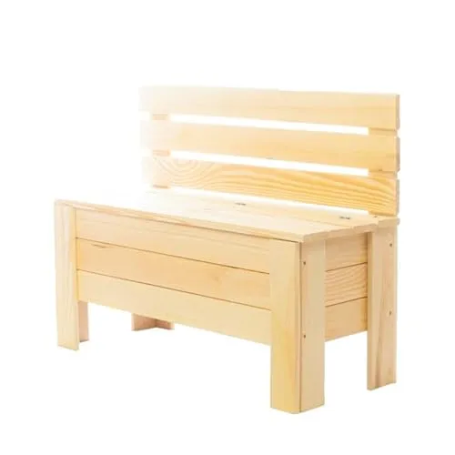 STOLMAK Gartenbox 71x54x29 cm Natur Kiefernholz Massiv Auflagenbox Kissenbox Gartentruhe Holztruhe Aufbewahrungsbox Truhe Kiste Gartenmöbel 111 l