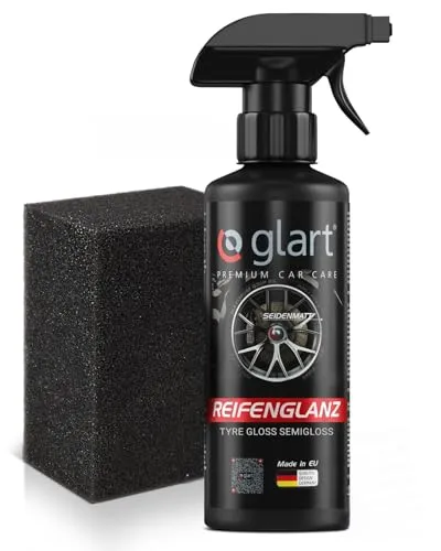 Glart 45RK Reifenglanzspray 500 ml mit Schwamm – Reifenpflege mit seidenmattem Finish – für Auto, Motorrad und Wohnmobil – schützt Gummi, frischt Schwarz auf, UV-beständig