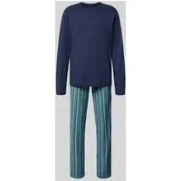 Jockey Pyjama mit Rundhalsausschnitt in Bleu, Größe M