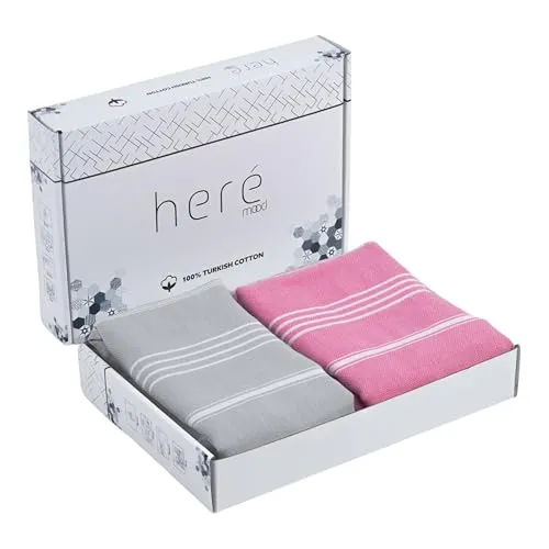 Heré Mood Strandtuch Hamamtuch Saunahandtuch Set - 1er & 2er Pack 100% Baumwolle - Hochwertiges Badetuch und Duschtuch - Picknickdecke, Extra Leicht