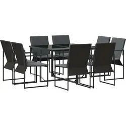 vidaXL 10-tlg. Garten-Essgruppe mit Kissen - Gartenmöbel-Set für bis zu 8 Personen, robust und wetterfest. Ideal für Gartenpartys, mit modernem Design und abnehmbaren Kissen für einfachen Komfort im Freien.