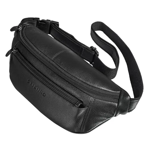 STILORD 'Bryce' Bauchtasche aus Leder in schwarz von STILORD