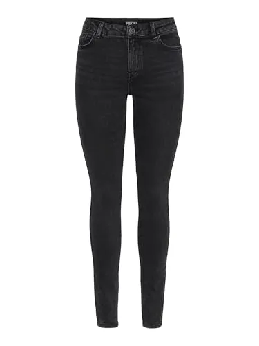 Pieces Jeans - Skinny fit in Anthrazit - M/L30 - Stylische Jeans im Skinny Fit mit Regular Waist, ideal für einen modernen Look. 5-Pocket-Design und Kunstleder-Patch für das gewisse Etwas.