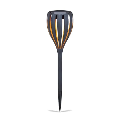 Produktbild Esotec Solar Gartenfackel Malabo, Akku, Feuerfackel, Gartenstecker, Steckleuchte, Gartenlicht, Solarlichter, schwarz, Kunststoff, außen, wetterfest, winterfest, IP44, Höhe 38cm, 102781