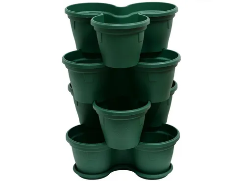 Engelland Blumenständer Säulentopf - Hochbeet und Kräuterbeet Set - Garten-Zubehör: Praktisches Vorteils-Set mit 4 stapelbaren Blumenständern, UV-beständig und platzsparend, ideal für Kräuter und Blumen in jedem Garten.