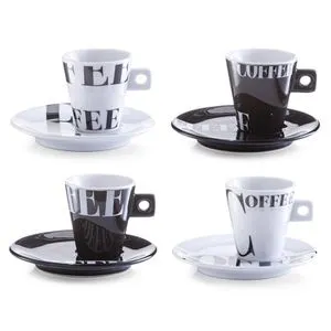 Zeller Espressotassen 26540 Coffee Style, 8-teilig - Kaffeeservice aus hochwertigem Porzellan, 4 Espressotassen mit 4 passenden Untertassen, spülmaschinen- und mikrowellengeeignet, ideal für Kaffeeliebhaber.