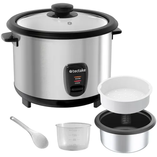 tectake® Reiskocher 1,8 l - Vielseitiger Rice Cooker mit Dampfgareinsatz - Reiskocher für bis zu 10 Portionen, ideal für große Familien. Mit Dampfgareinsatz und Warmhaltefunktion für perfekten Reis und Dampfgerichte.