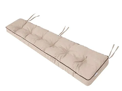 Bankauflage für Gartenbank, Polsterauflage, Sitzkissen, Bankkissen, Bankpolster mit 8 cm Dicke Polsterung, Auflage für Bänke, Made in EU - 150x40 cm - beige