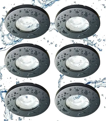 Trango 6er Set IP65 LED Einbaustrahler - Einbauleuchten für das Bad, 3-Stufen dimmbar und IP65 strahlwassergeschützt, ideal für Feuchträume wie Dusche und Bad.