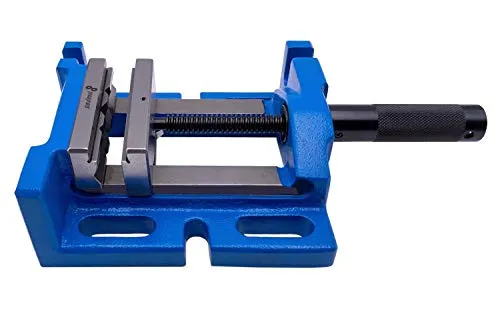 Bohrmaschinen-Schraubstock 3-Weg 100 mm - Werkstatteinrichtung mit stabiler Konstruktion und Kipp-sicherer Backenführung, ideal für präzises Arbeiten beim Bohren.