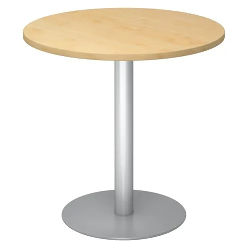 bümö Besprechungstisch 80 cm - Rundtisch für 2 Personen - Kinderschreibtische mit robuster, kratzfester Tischplatte und stabiler Metall-Säule für sicheren Stand, ideal für kleine Besprechungen oder als Esstisch.