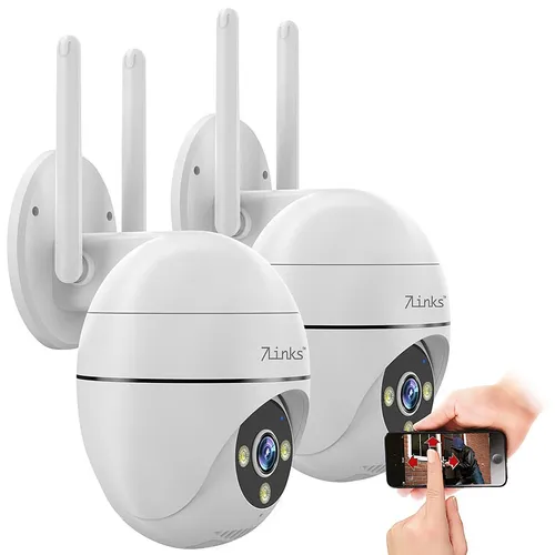 7links 2er-Set WLAN-Pan-Tilt-Outdoorkamera, 2K-Auflösung, Tracking, IP65