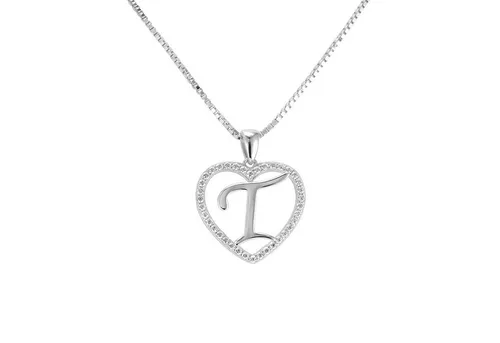 PAVELS Kette mit Anhänger Buchstabenkette Silber, Damen Halskette passend zu Kleid, Shirt, Jeans, Sneaker.