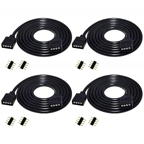 LITAELEK 4pcs 1m RGB LED Streifen Verlängerungskabel 4 polig LED Band Verlängerung Kabel RGB 5050 3528 2835 LED Strip Extension Cord LED Stripe Extension Cable LED Verbinder Anschluss, Schwarz