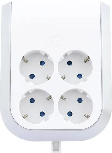 REV 0020340112 4fach Steckdosen-Verteiler Weiß - Steckdosen & Zubehör – Eleganter 4-fach Steckdosenverteiler mit erhöhtem Berührungsschutz und Wandhalterung für mehr Sicherheit und Ordnung im Haushalt.