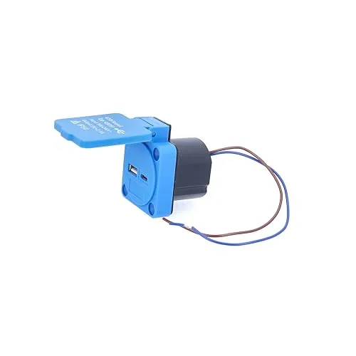 as - Schwabe Anbausteckdose mit 2 USB-Ports - Blau, IP54 - Steckdosen & Zubehör mit wetterfestem Schutz, ideal für Innen- und Außenbereich. Ausgestattet mit 2 USB-Ports (1xUSB-A, 1xUSB-C) für flexibles und schnelles Laden.