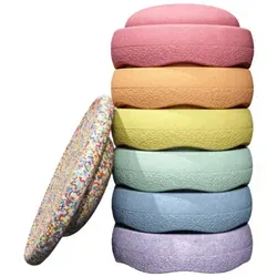 Stapelstein Balancetrainer Rainbow Set pastel - Motorikspielzeug für Kinder, fördert Gleichgewicht und Koordination mit 6 bunten Original Elementen und abwaschbarem Material.