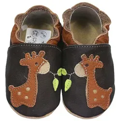 HOBEA-Germany Krabbelschuhe Giraffe 22/23 (11⁄2 - 2 Jahre) Krabbelsohle Krabbelschuh handgefertigt in der EU braun 22-23 EU