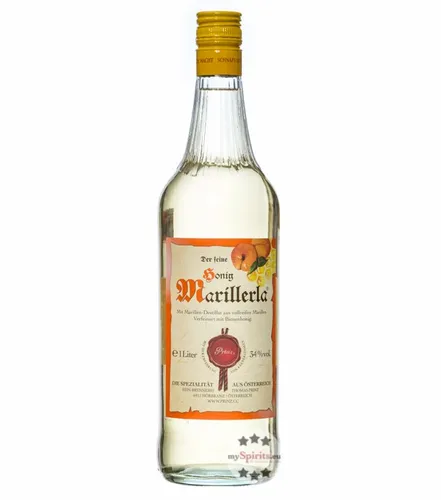 Prinz Honig Marillerla - Obstbrand aus sonnengereiften Marillen, 34 % vol in der 1L-Flasche, ideal für süße Genussmomente. Jetzt entdecken und genießen!