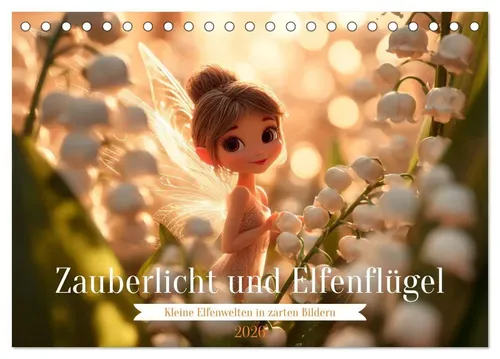 Anne Seltmann | Zauberlicht und Elfenflügel Tischkalender 2026 - Schöner DIN A5 quer Tischkalender mit 14 Seiten, der kleine Elfenwelten in zarten Bildern präsentiert – ideal für Kinder und Fantasy-Liebhaber.