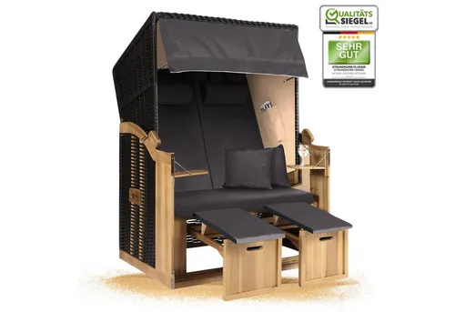 Strandkorb Hanse 2-Sitzer Ostsee Volllieger Beige Anthrazit von Strandkorb Hanse