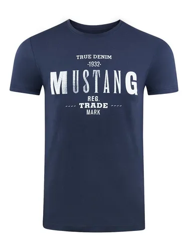 MUSTANG T-Shirt Herren Printshirt Regular Fit (1-tlg) Kurzarm Tee Shirt mit Rundhalsausschnitt aus 100% Baumwolle