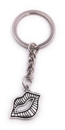 Kiss Lippen Kussmund Schmatzer Schlüsselanhänger Anhänger Silber aus Metall