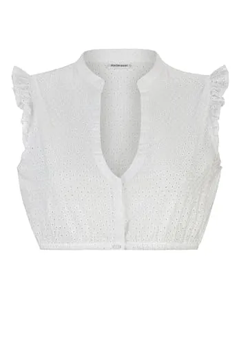 Stockerpoint Damen Melania Dirndlbluse, Weiss, 32 - Trachtenblusen mit elegantem V-Ausschnitt, perfekt für festliche Anlässe und traditionelle Feierlichkeiten.