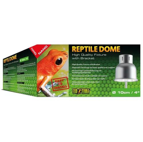 Exo Terra Reptile Dome NANO Ø 10 cm - Terrarienbeleuchtung mit hitzebeständiger Keramikfassung, inklusive Halterung und Aufhängungsklammer für optimale Lichtverteilung und Pflege Ihrer Reptilien.