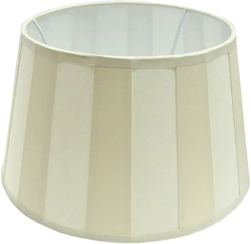 Chintz Tisch-Lampenschirm *rund*,cremebeige mit Balkenstreifen in cremerosé Du=20 /Do=15 / schräge H=12cm, Befestigung unten E27 (optional E14 mit separat bestellbarem Reduzierring)
