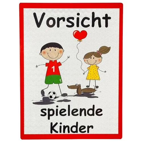 UvV Warnschild Vorsicht spielende Kinder 60 x 45 cm reflektierend - hochwertiges Alu-Dibond Schild - Bedruckt mit reflektierender Folie - Gute Sichtbarkeit auch bei Dunkelheit (weiß-groß XXL)