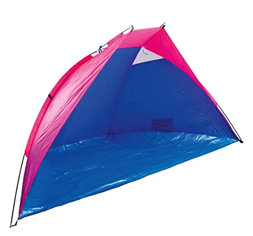 Idena 40319 - Strandmuschel Lido mit UV Schutz 40+, ca. 2,7 x 1,2 x 1,2 m, leicht und kompakt für den Transport, ideal für Strand, Freibad, Garten und im Urlaub, pink