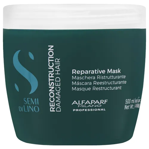 Alfaparf Leinsamen Reparative Maske 500ml - Hochwirksame Haarmaske für beschädigtes und gefärbtes Haar, vegan und mit Leinsamenöl für intensive Feuchtigkeit und Farbschutz.